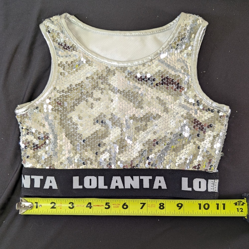Lolanta Size 130cm Girls Silver Sequin Crop Top 1pc Hip Hop Dance Costume - Picture 5 of 8